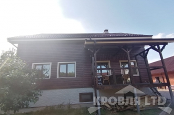 Металлсайдинг Евробрус Cherry Wood,Металлочерепица Хайстеп Стальной Бархат 8019,Фасадная панель Деке Стерн Новахо