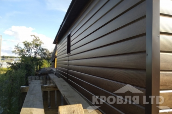 Металлсайдинг Евробрус Темное дерево.