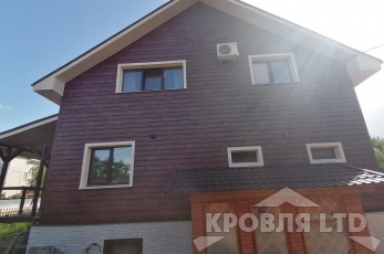 Металлсайдинг Евробрус Cherry Wood,Металлочерепица Хайстеп Стальной Бархат 8019,Фасадная панель Деке Стерн Новахо