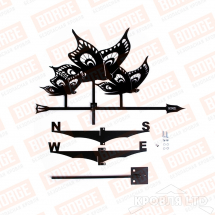 Флюгер BORGE Бабочки, 700х410мм, чёрный (RAL 9005 matt)