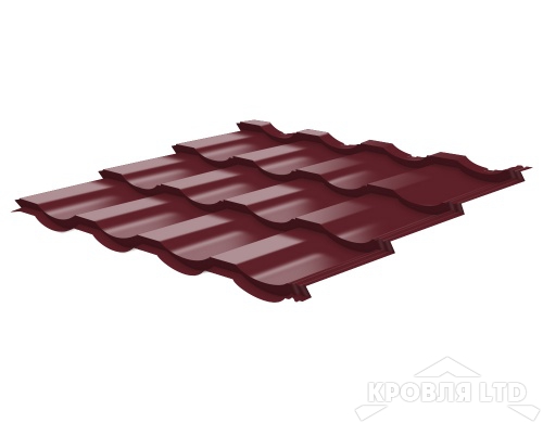 Металлочерепица Банга, Полиэстер RAL 3005 Красное вино, толщина 0,45